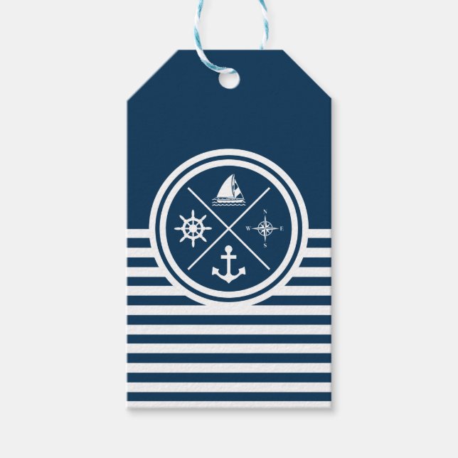 Nautical themed design gift tags (Front)