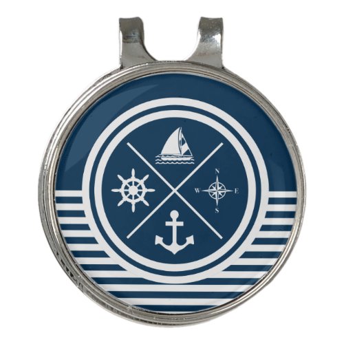 Nautical themed design golf hat clip