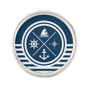 Nautical themed design lapel pin