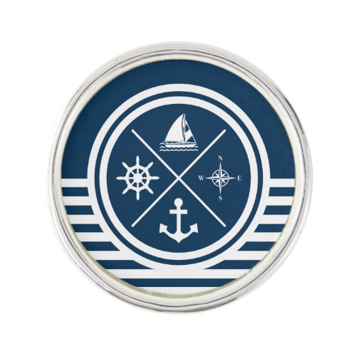 Nautical themed design lapel pin