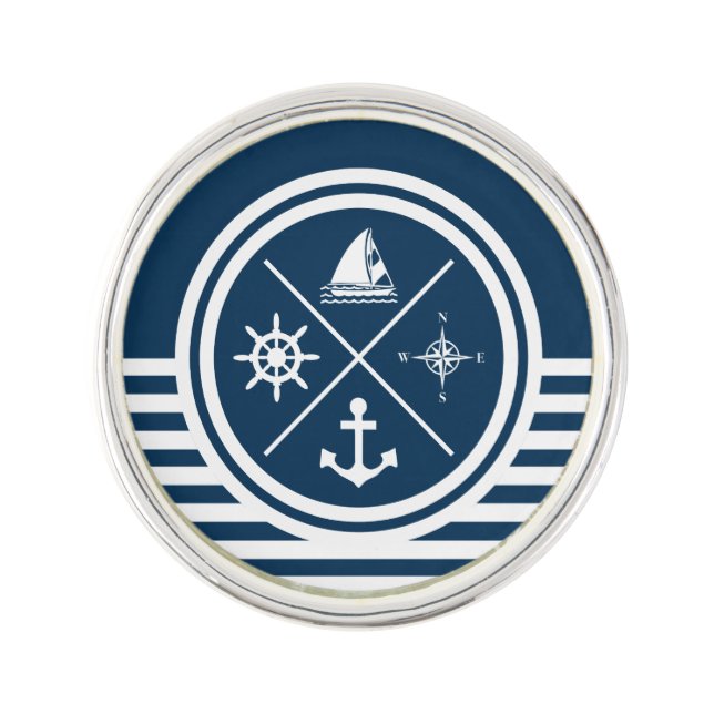 Nautical themed design lapel pin (Front)