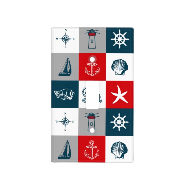Nautical themed design light switch cover (Front)