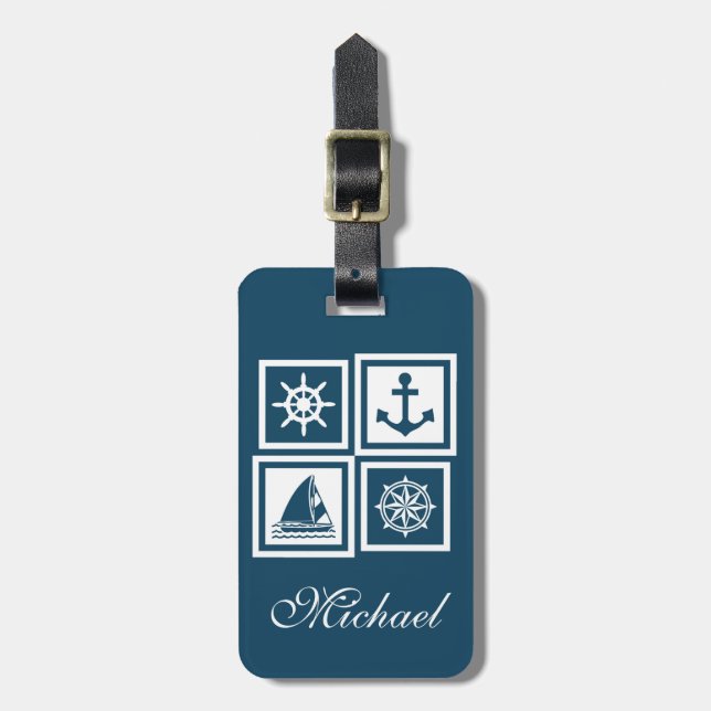Nautical themed design luggage tag (Front Vertical)