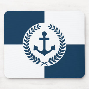 Nautical themed design mouse pad
