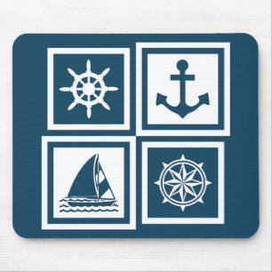 Nautical themed design mouse pad