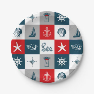 Nautical themed design paper plates