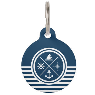 Nautical themed design pet ID tag