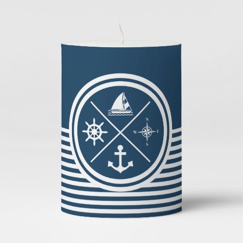 Nautical themed design pillar candle