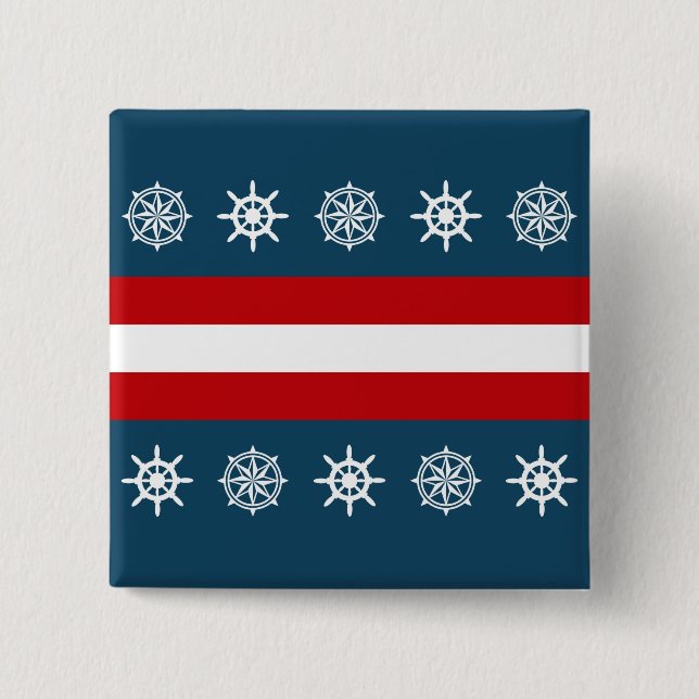 Nautical themed design pinback button (Front)
