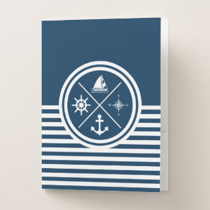 Nautical themed design pocket folder