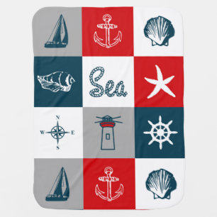 Nautical themed design receiving blanket