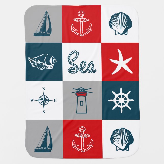 Nautical themed design receiving blanket (Front)