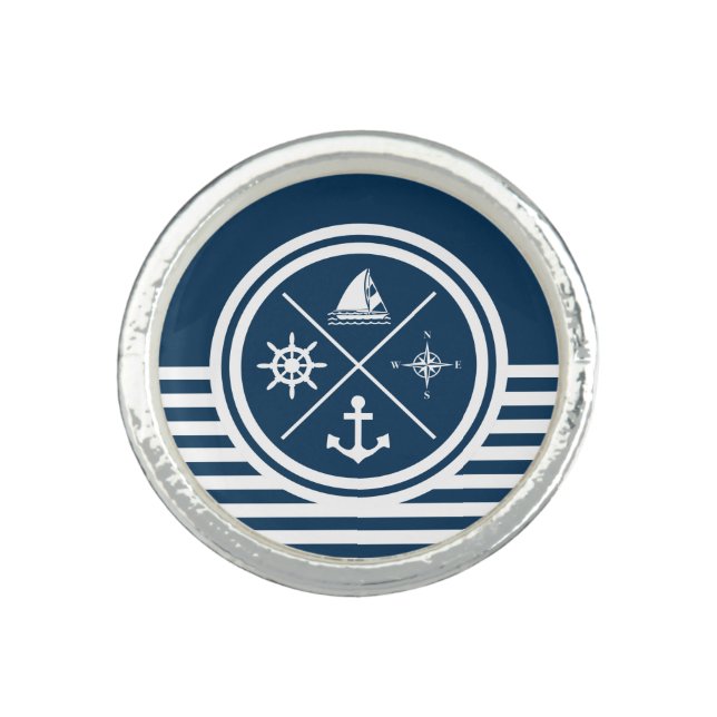 Nautical themed design ring (Front)