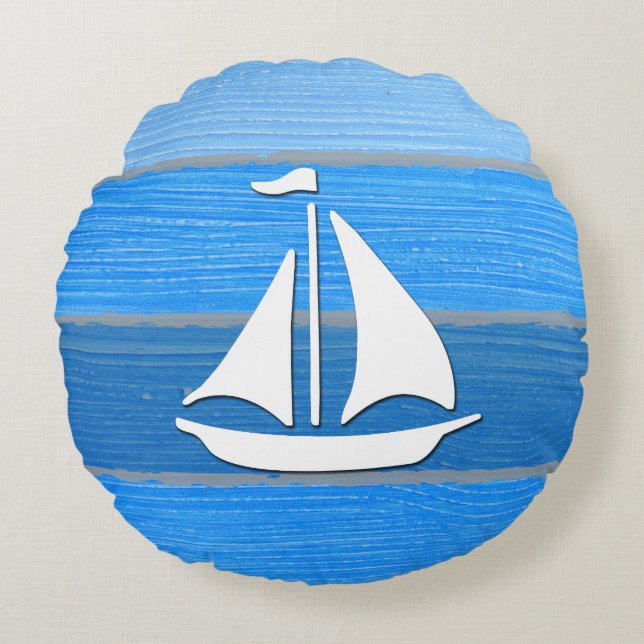 Nautical themed design round pillow (Front)