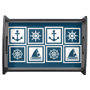 Nautical themed design serving tray