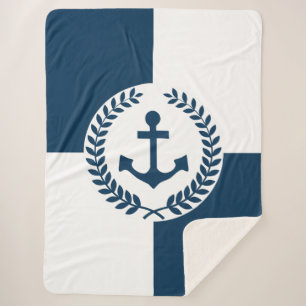 Nautical themed design sherpa blanket