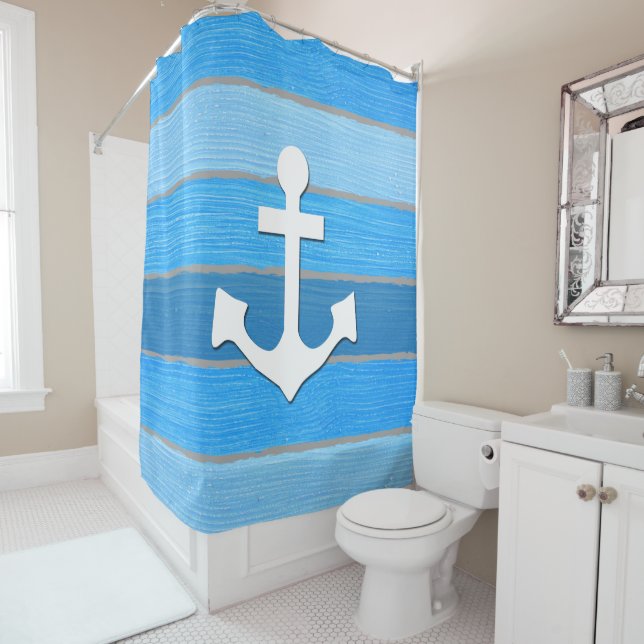 Nautical themed design shower curtain (In Situ)