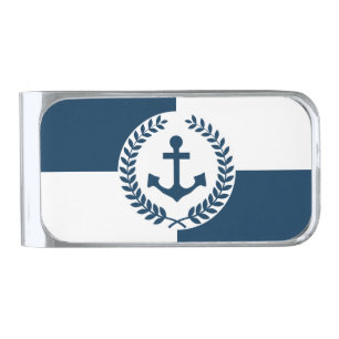 Nautical themed design silver finish money clip
