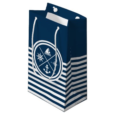 Nautical Marine Navy White Anchor Design Small Gift Bag Zazzle