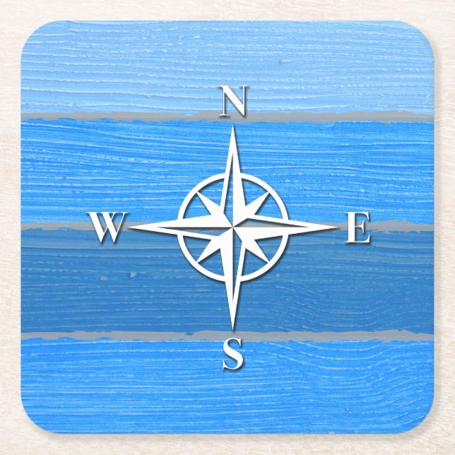 Nautical themed design square paper coaster (Front)