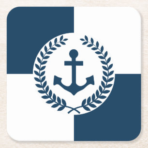 Nautical themed design square paper coaster