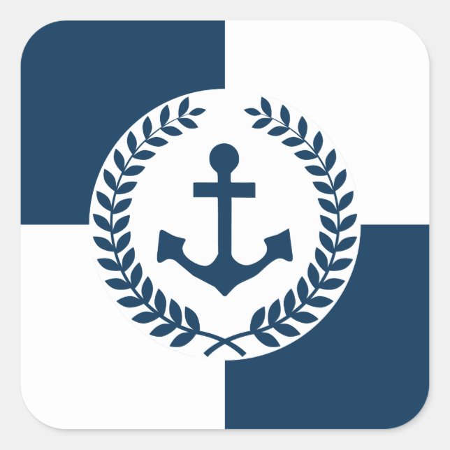Nautical themed design square sticker (Front)