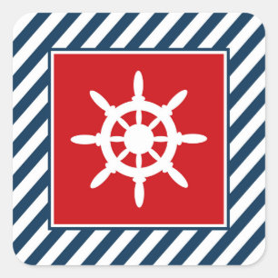 Nautical themed design square sticker