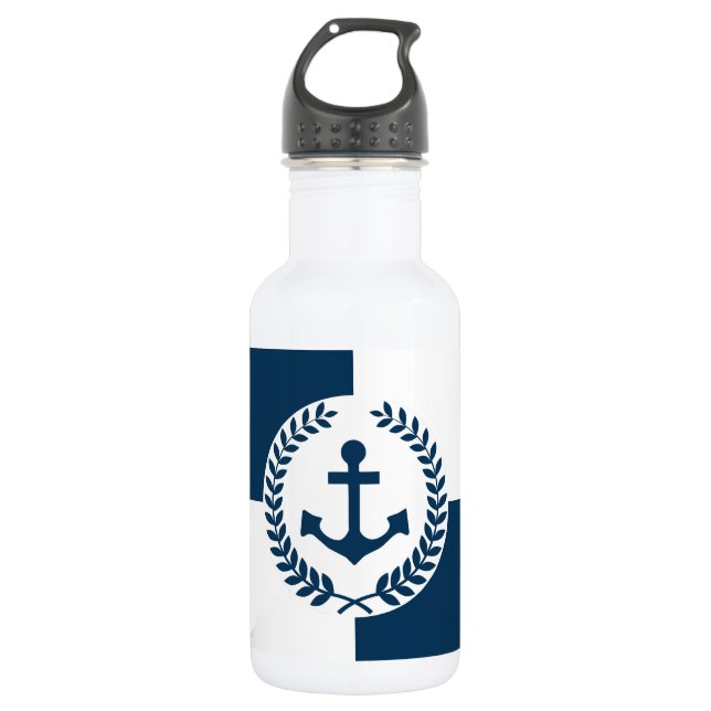 Nautical themed design stainless steel water bottle (Front)