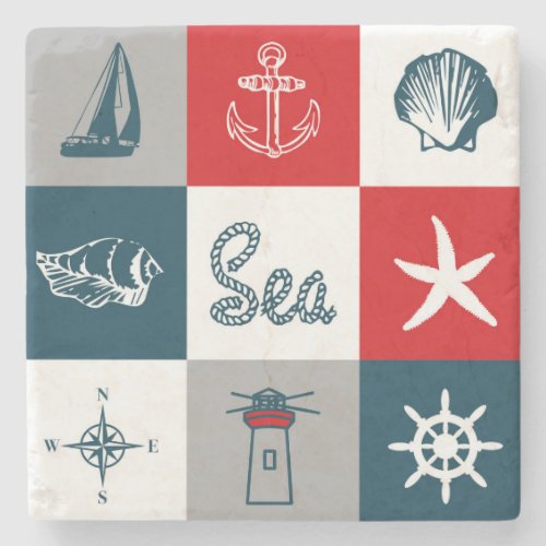 Nautical themed design stone coaster