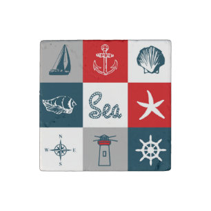 Nautical themed design stone magnet