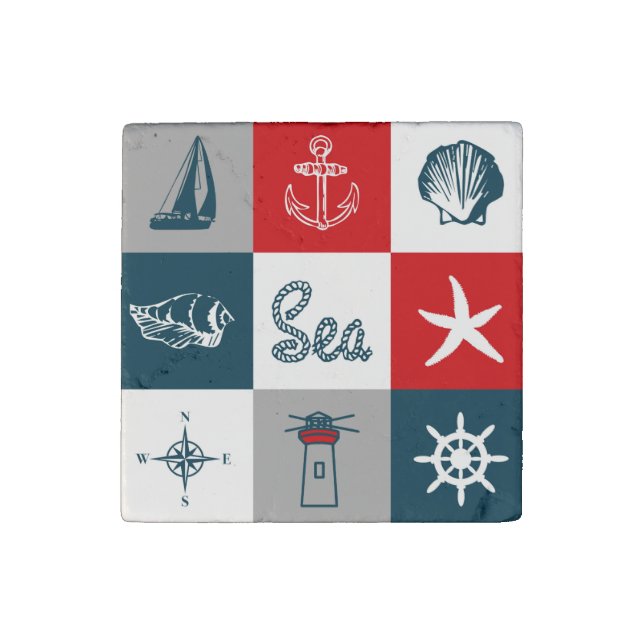 Nautical themed design stone magnet (Front)