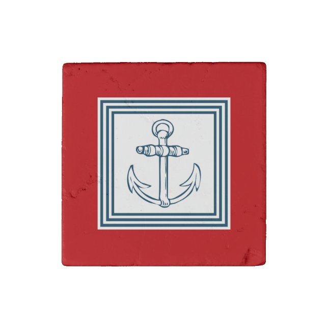Nautical themed design stone magnet (Front)
