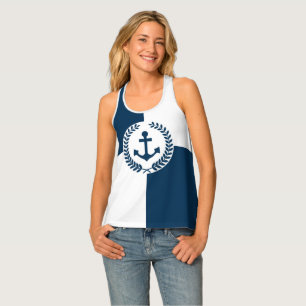 Nautical themed design tank top