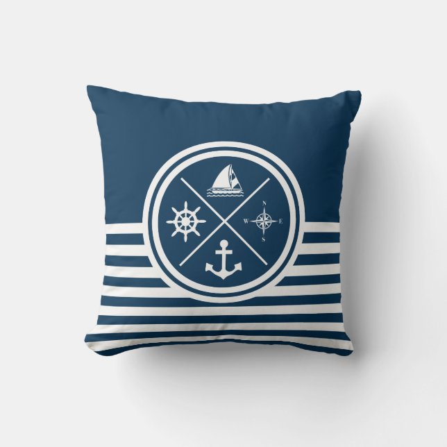 Nautical themed design throw pillow (Front)