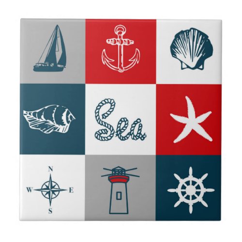 Nautical themed design tile