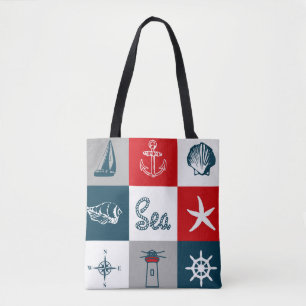 Nautical themed design tote bag