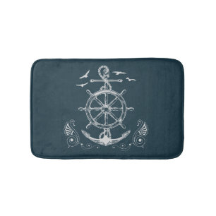Nautical themed design with ocean scenery bath mat