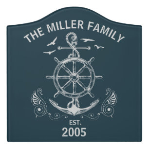 Nautical themed design with ocean scenery door sign