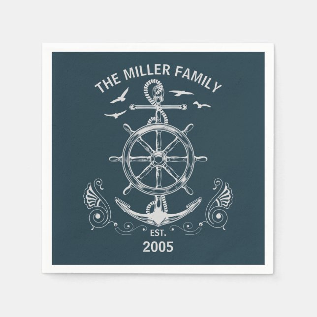 Nautical themed design with ocean scenery napkins (Front)