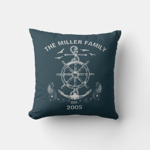 Nautical themed design with ocean scenery throw pillow