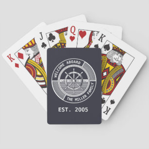 Nautical themed design with sailing wheel poker cards