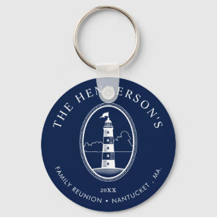 Nautical Themed Family Reunion Lighthouse Navy Keychain