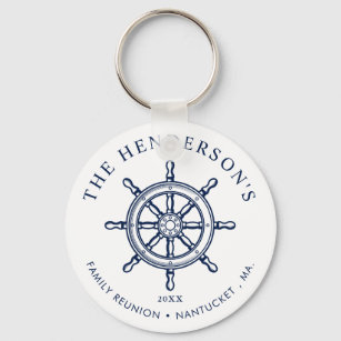 Nautical Themed Family Reunion Ship Wheel Keychain