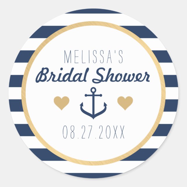 Nautical Themed Favor Stickers - Bridal Shower (Front)