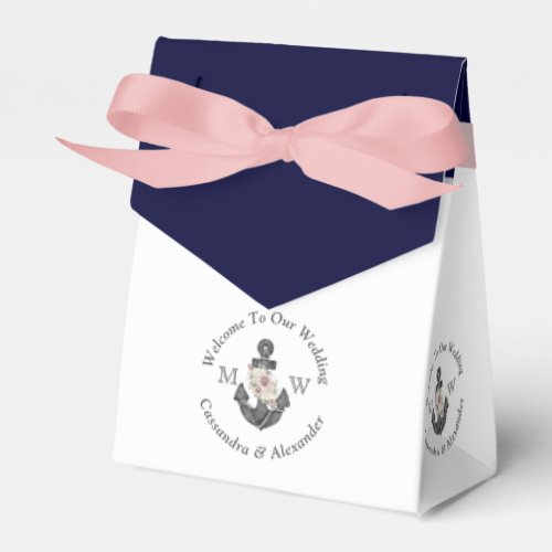 Nautical_Themed Floral Anchor  Pink Navy Blue  Favor Boxes