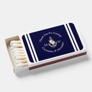 Nautical-Themed Floral Anchor White Navy Blue Matchboxes