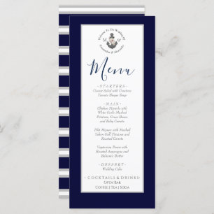 Nautical-Themed Floral Anchor White Navy Blue Menu