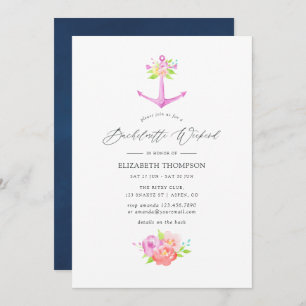 Nautical Themed Floral Bachelorette Weekend Invitation