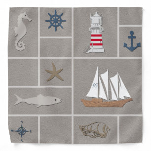 Nautical themed illustration bandana