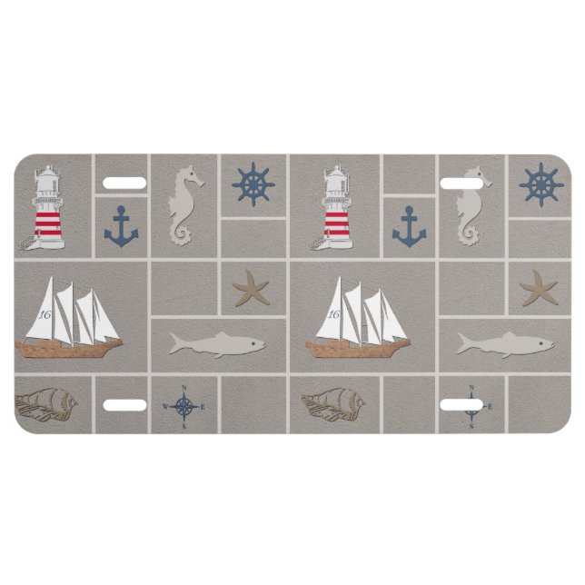 Nautical themed illustration license plate (Front)